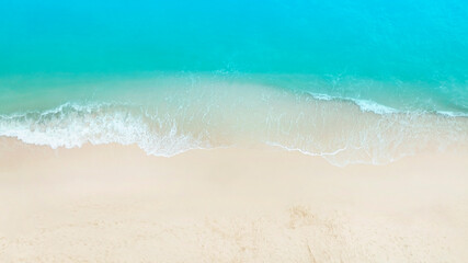 The ecology system with a wave water energy on the beach with a summer tropical background , Aerial view