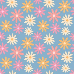 flowers seamless pattern background with daisies