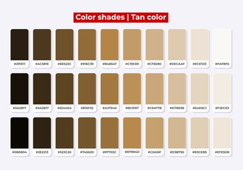 Color palette, Tan/brown color shades, Color harmony, Set of trendy flat colours, Swatches