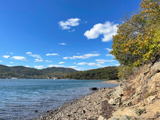 Fototapeta premium Russia, Vladivostok. Russkiy island, Novik Bay in October in sunny weather