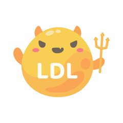 HDL and LDL cholesterol cartoon. Good fat and bad fat accumulated in the body.