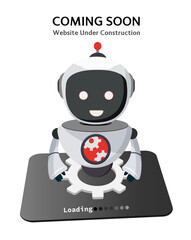 Robot construction character vector design. Mascot ai technology for website under construction, maintenance and upgrade. Vector Illustration.
