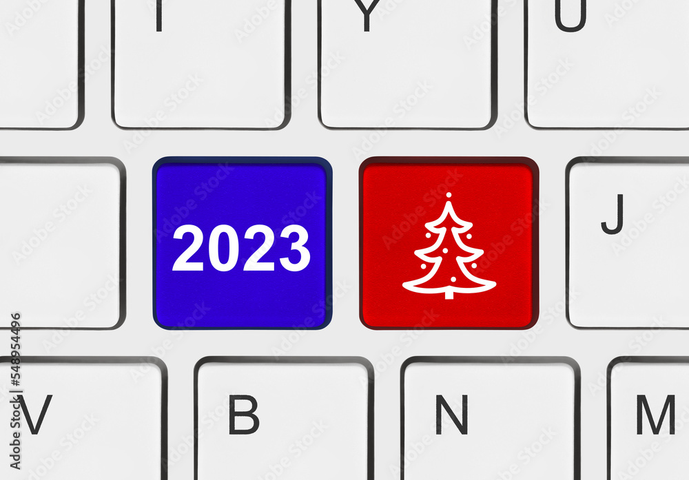 Canvas Prints Computer keyboard with Christmas keys