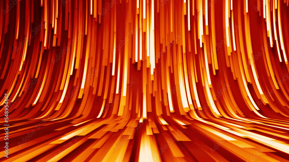 Poster Creative texture with striped 3D pattern. Motion. Bright colorful bending rows of narrow lines.