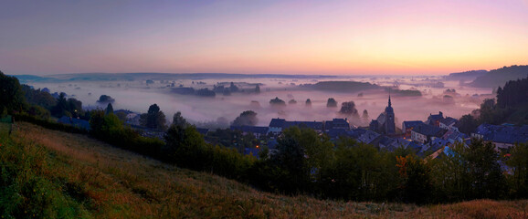 Sunrise in the Semis valley in Belgium