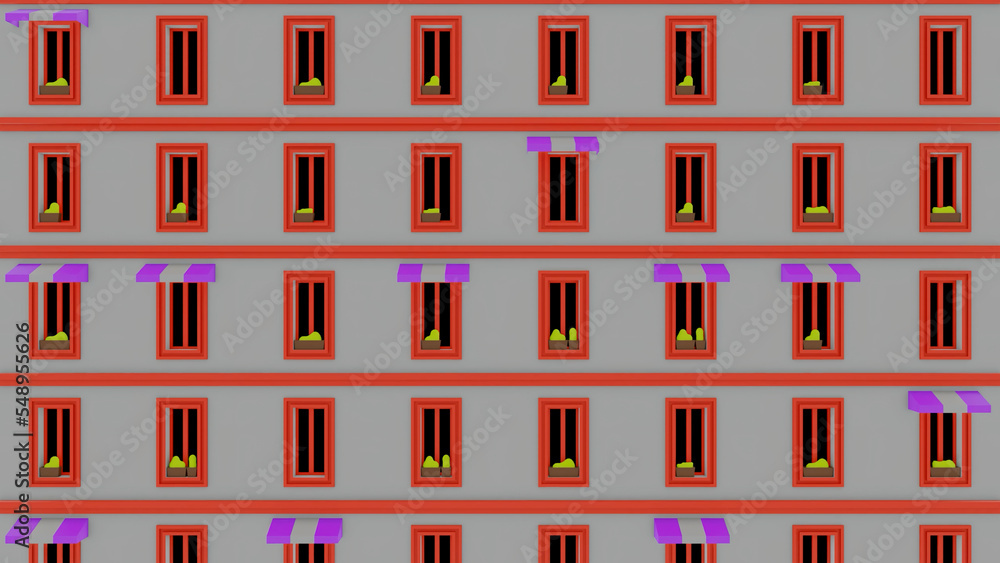 Poster abstract visualization of the endless floors of a building with windows. design. concept of typical 