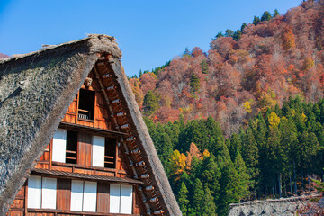 阜県白川村　秋の白川郷の風景