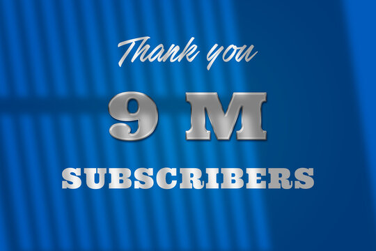 9 Million  subscribers celebration greeting banner with glass Design