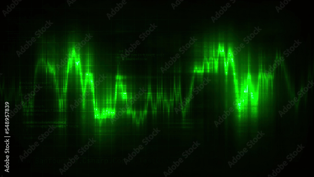 Poster digital waveform equalizer on a black background. motion. technological abstract element of a futuri