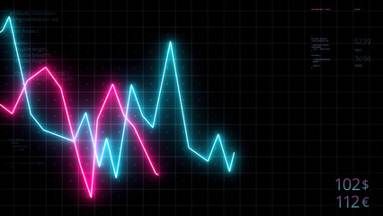 Stock markets down and up dynamic chart. Motion. Concept of financial stagnation, recession, crisis, business crash and economic collapse.