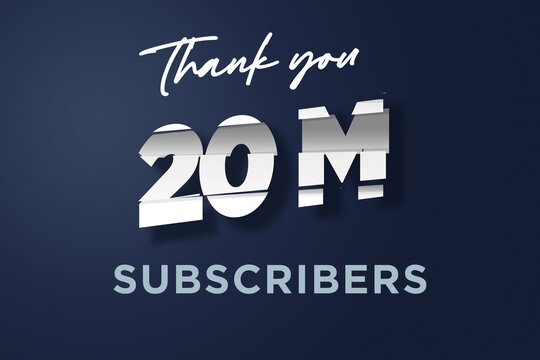 20 Million subscribers celebration greeting banner with cutting Design