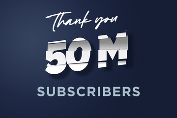 50 Million  subscribers celebration greeting banner with cutting Design