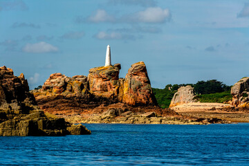 Ile de Bréhat. Vue sur un amer point de repère fixe pour la navigation maritime. Cote d'Armor. Bretagne. France