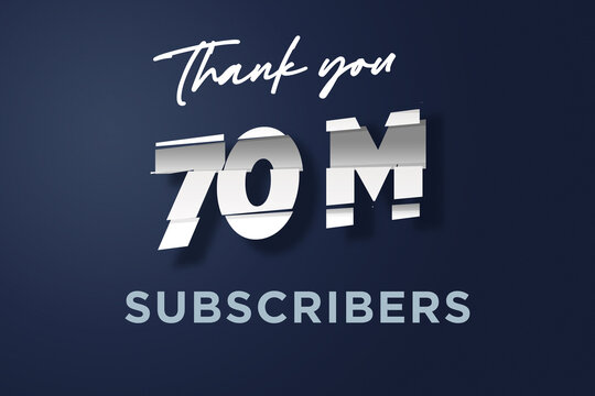 70 Million  subscribers celebration greeting banner with cutting Design
