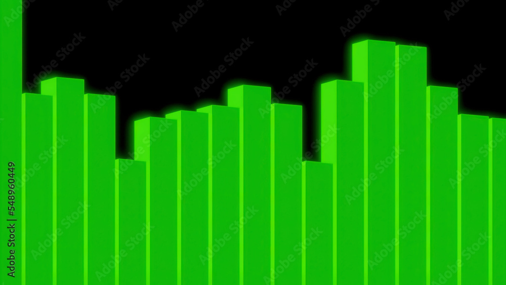 Poster modern 3d business chart graphics on a black background. design. moving dynamically up and down vert