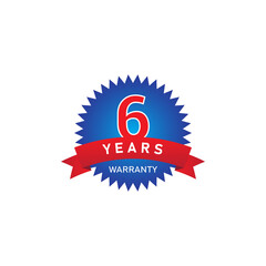 6 years warranty png badge isolated on transparent background