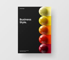 Minimalistic realistic spheres corporate identity illustration. Trendy leaflet design vector layout.