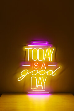 Colorful Neon Sign Today Is A Good Day. Trendy Style. Neon Sign. Custom Neon. Home And Party Decor.