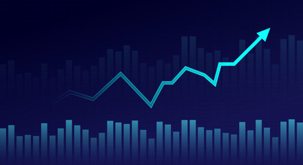 Business candle stick graph chart of stock market investment trading on blue background. Bullish point, Trend of graph. Eps10 Vector illustration