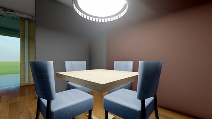 Blank display & table on background with minimal style and spot light. Blank stand for showing product. 3D rendering.
