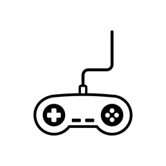 Joystick videogame controller. Gamer controlling device vector icon.