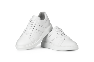 Full White Sneakers isolated on transparent background