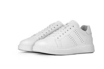 Full White Sneakers isolated on transparent background