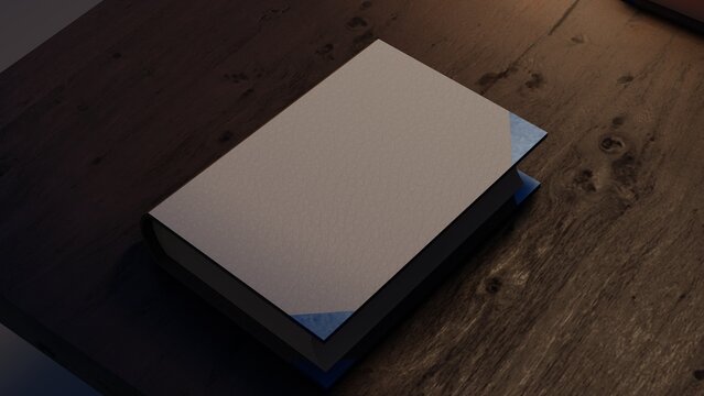 book on table with minimal style . Blank book for showing product. 3D rendering.