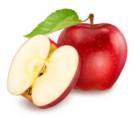 Red Apple isolated on white background, Fresh Red Oirase apple apple on white background With work path