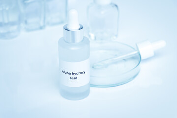 Alpha hydroxy acid in a bottle, chemical ingredient in beauty product