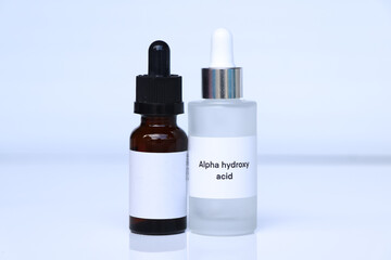 Alpha hydroxy acid in a bottle, chemical ingredient in beauty product
