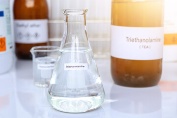 triethanolamine in glass, chemical in the laboratory