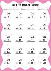 Multiplication Math for Kids.

This is the perfect Kid's Multiplication Math. You can simply use it for kids.
Children's design, Printable bookmarks for kids. Times tables template.