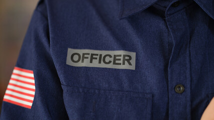 Woman or man officer police uniform, safety control policeman