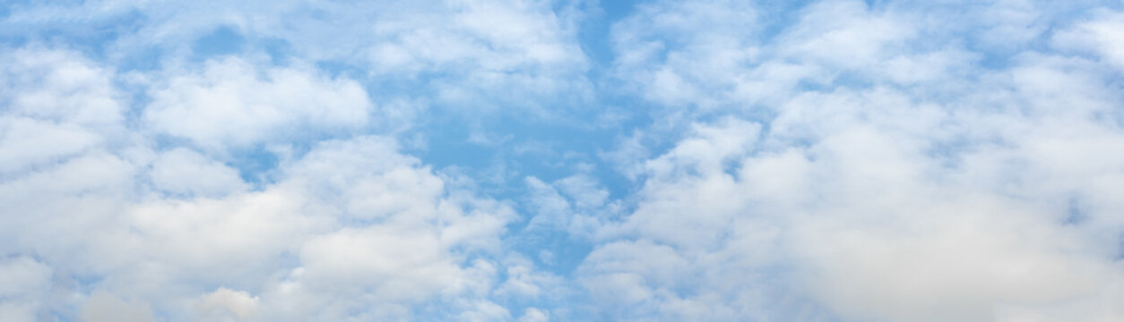 Sky panorama. Blue cloudy sky panorama. Panoramic Blue sky and white clouds. fluffy cloud in blue sky background. high resolution