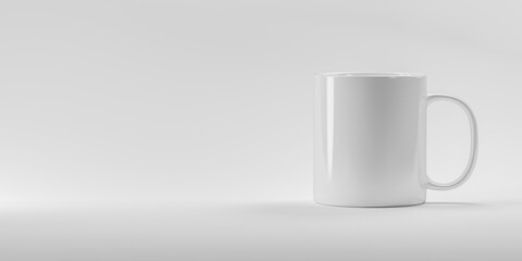Ceramic mug on white background. Blank white cup mockup. Closeup mug mockup. product for design...