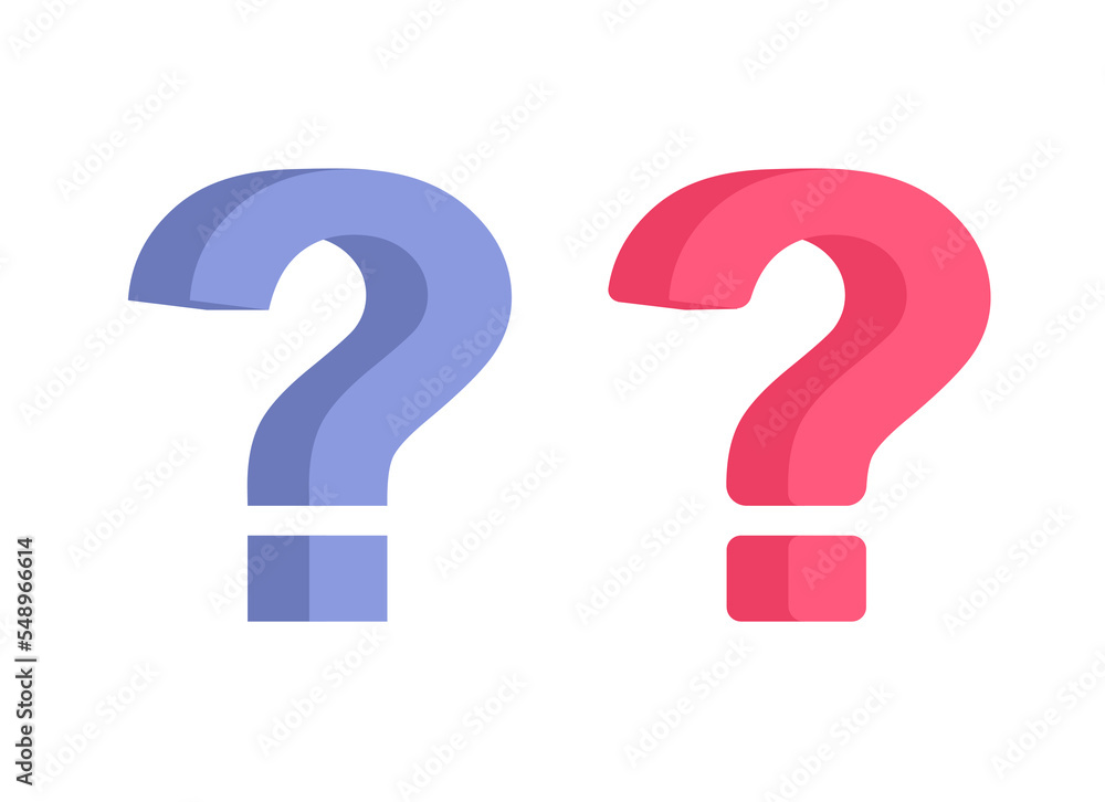 Poster question mark icon 3d vector for faq help or ask query inquiry red blue graphic illustration isolate