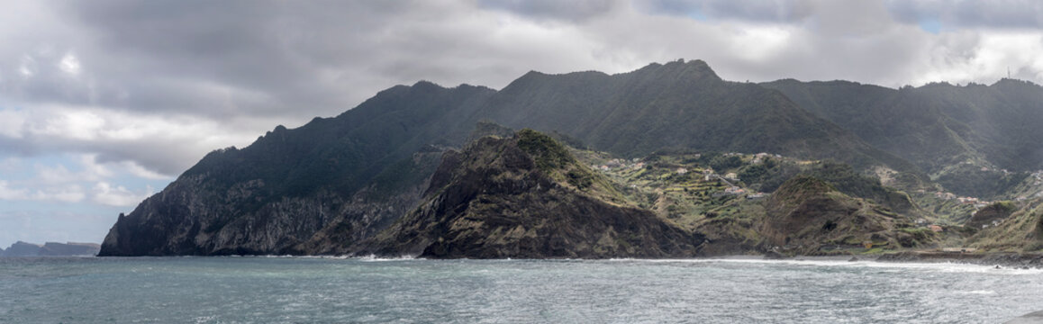 island northern shore on Atlantic ocean east of Porto de Cruz, Madeira