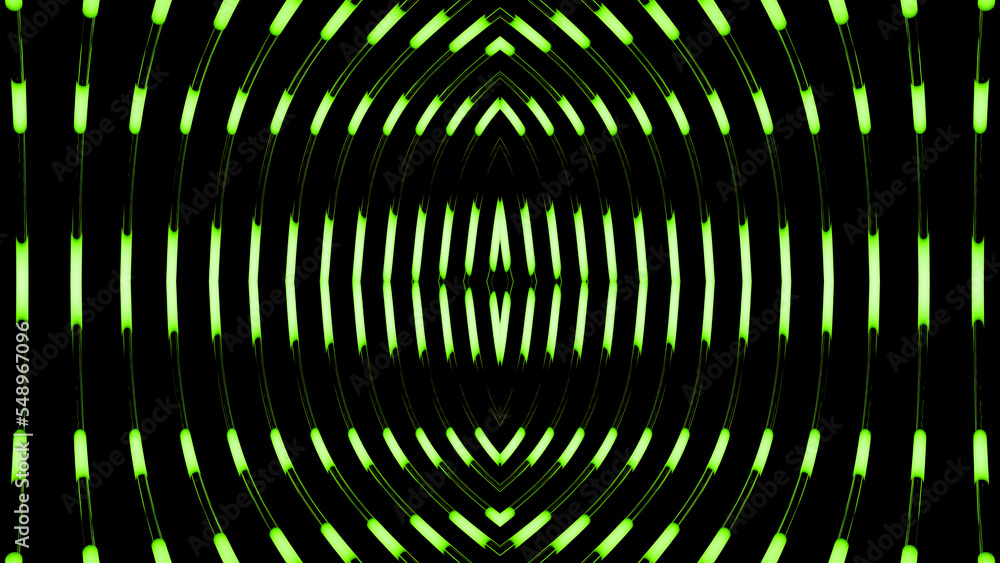 Poster neon futuristic pattern with moving lines. design. oval neon pattern with stripes. glowing stripes m