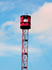 Metal observation tower against the sky. Close-up