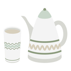 Hygge themed teapot and glasses element collection set