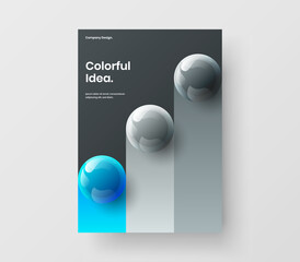 Bright corporate cover A4 vector design illustration. Fresh 3D balls pamphlet concept.