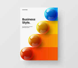 Geometric 3D balls poster layout. Simple annual report design vector illustration.