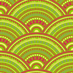 Ethnic circle shapes seamless geometric pattern.