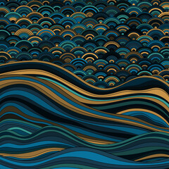 Seigaiha Japanese wave motif contemporary vector pattern.
