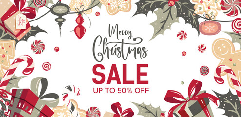 Fototapeta premium Merry Christmas sale banner template
