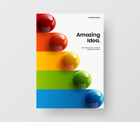 Clean 3D balls company brochure concept. Creative pamphlet A4 vector design layout.