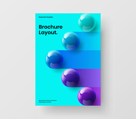 Creative corporate identity design vector layout. Unique 3D balls leaflet concept.