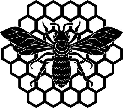 bee on honeycomb silhouette logo