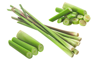 Lemongrass, chopped and cut stems (Cymbopogon citratus) isolated png